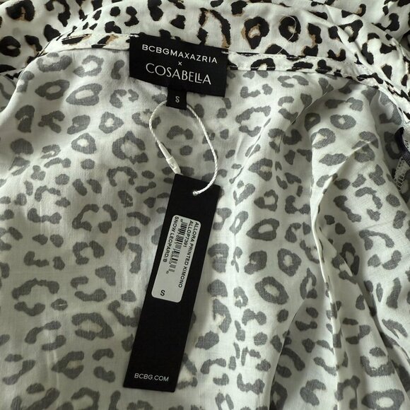 Cosabella Allora Printed Kimono Cheetah Robe Black and White Size Small - Picture 7 of 8